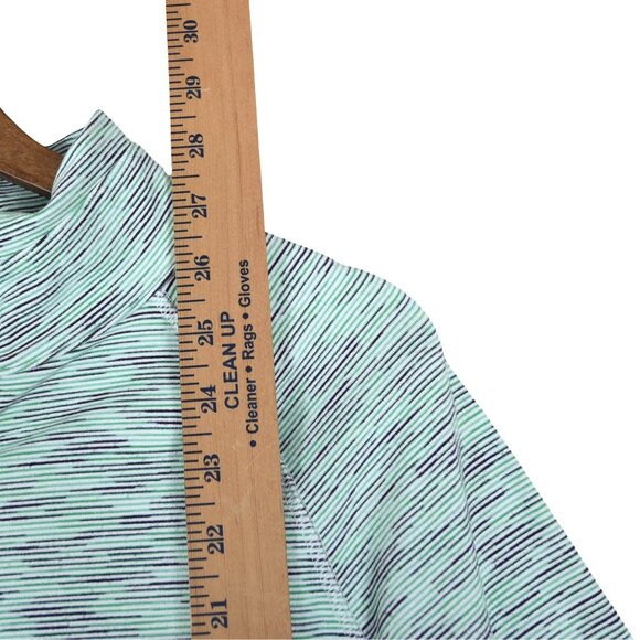 T by Talbots Zip Pullover M SPF 50 Green Striped Athleisure Active Sun Shirt - Picture 5 of 6